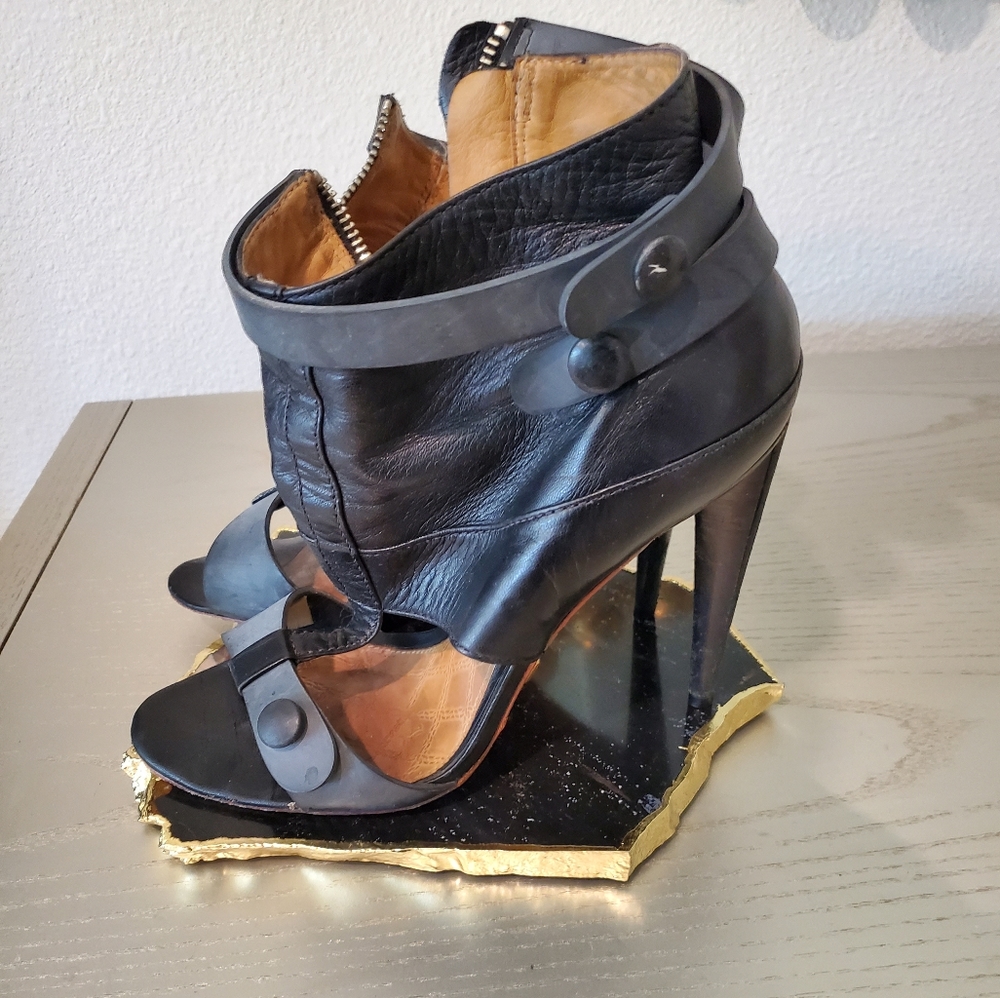 Black high heel sandals